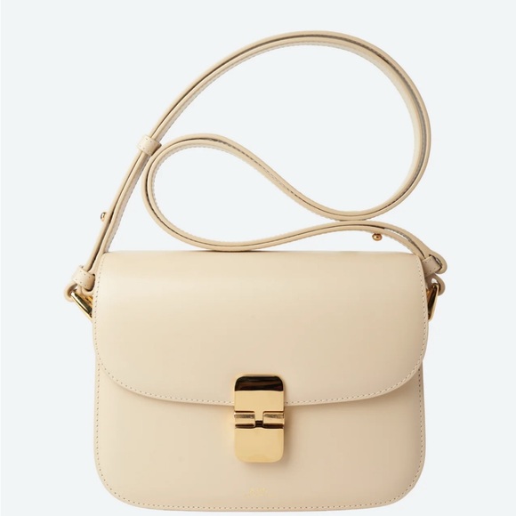 A.P.C. Handbags - A.P.C. Cream Crossbody Bag with Gold Accent